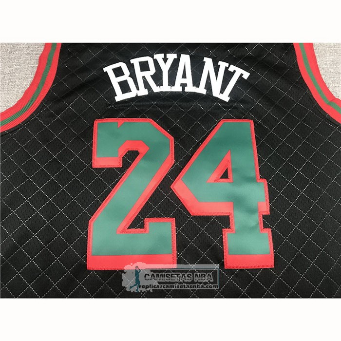 Camiseta Los Angeles Lakers Kobe Bryant NO 24 Mitchell & Ness 2007-08 Negro